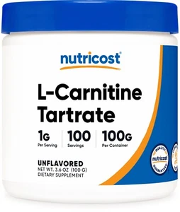 Nutricost L-carnitina polvere tartrato (100 grammi) - 1 grammo per porzione - Foto 1 di 5