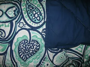 XL Twin Quilt Pottery Barn Teen Pre-owned White/Blue/Turquoise Paisley Print - Picture 1 of 4