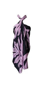 Hawaiano Damas Negro Luz Púrpura Hojas Rayo Hula Fiesta Danza Sarong-Talla Única - Imagen 1 de 1
