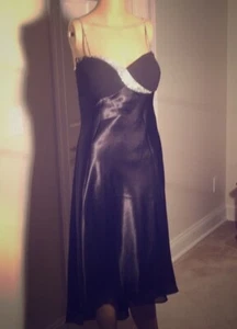 Mary L. Couture Satin Bejeweled Abend Cocktail Kleid High Low Strass Träger Gr.4 - Bild 1 von 10