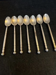 Rare Tuareg Or Nigeran Silver Spoons 167gr. Ornate ball handle stamp work. - Picture 1 of 12