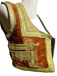 Vintage Hazara Vest Velvet with Gold Metallic Embroidery Afghan Hippie Boho Chic - Picture 1 of 19
