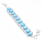 Sleeping Beauty Turquoise Gemstone 925 Solid Silver Jewelry Bracelet Size 7-8