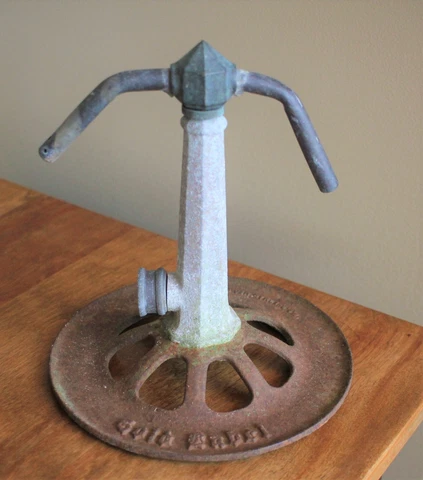 Vintage Gold Label Cast Iron Lawn Sprinkler HB Sherman Mfg. Co Battle Creek, MI Cover