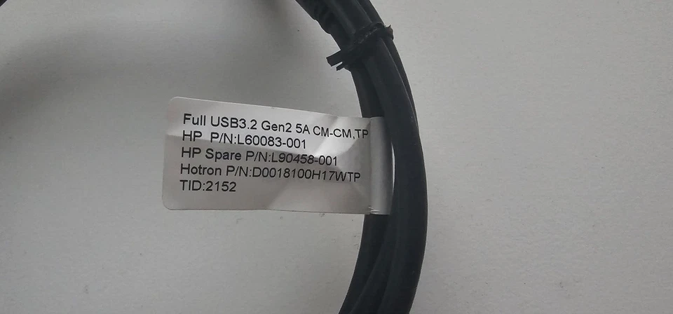 HP Hotron Full USB3.2 Gen 2 Kabel 1,0m 5A CM-CM TP L600083-001 L90458-001 - Bild 1 von 2