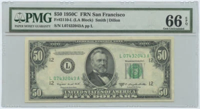 1950C $50 San Francisco, CA Federal Reserve Note PMG Gem Uncirculated 66 EPQ - Image 1 of 2