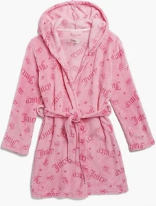 NWT, Girls JUICY COUTURE Logo Pink Hooded Fleece Robe. Size 10/12 - Picture 1 of 1
