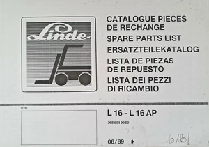 Libro de piezas de repuesto Linde - carretilla elevadora L16-L16AP serie 365 a partir de 06/89 - Imagen 1 de 2