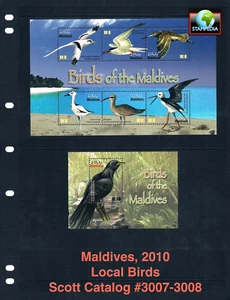 1/2 off $11.25 Scott Value - 2010 MALDIVES Birds 2 s/s Indian Ocean MNH NH UMM - Picture 1 of 6