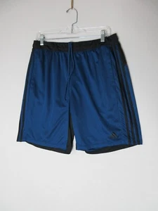 Adidas Boys Striped High Rise Slash Pockets Shorts Drawstring Waist Size XL Blue - Picture 1 of 7
