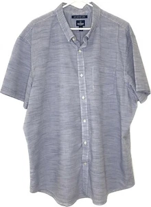 Old Navy Mens Short Sleeve Button-Down Size 3XL XXXL Blue White Stripes Slim Fit - Picture 1 of 9