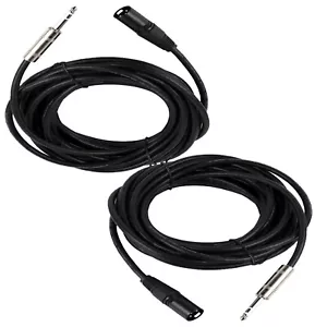 2-Pack XLR 3Pin 25FT Male Cables To 6.35mm 1/4" Stereo Shielded Plug Mic Cables - Picture 1 of 14