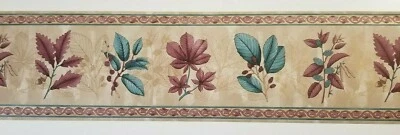 Borde de papel tapiz color tostado turquesa borgoña de Taylor Wallcoverings Foto 1 de 3
