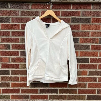 Suéter con capucha Athletech blanco crema polar cuello en V Foto 1 de 3