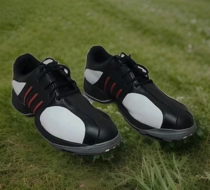 ADIDAS adiPRENE Z-Traxion Mens Sz 10 Soft Spike Black/White Leather Golf Shoes - Picture 1 of 13