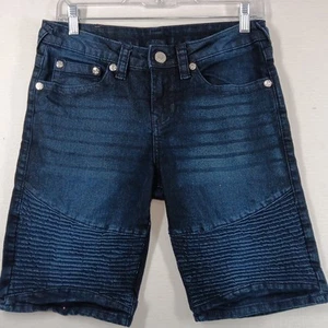 True Religion Boys Size 16 Moto Jean Shorts Relaxed Slim Fit Stretch Denim Bermu - Picture 1 of 10