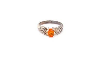 Anillo de plata de ley 925 naranja circonita cúbica talla 7 Foto 1 de 4