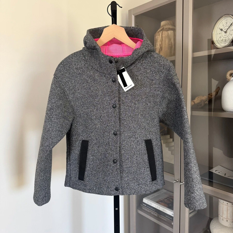 Chaqueta con Capucha T By Alexander Wang Negra Blanca Frontal a Presión XS NUEVA Gris Rosa Forrada Foto 1 de 4