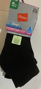 Hanes Women's Comfort Fit Ankle Socks (6 Pairs) Shoe Size 5-9 New! - Picture 1 of 3