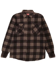 WRANGLER Mens Overshirt Fleece Shirt Medium Grey Check Polyester DS02 - Picture 1 of 3