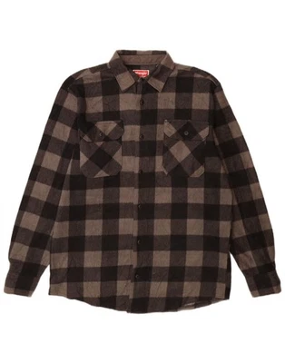 WRANGLER Mens Overshirt Fleece Shirt Medium Grey Check Polyester DS02 - Image 1 of 3