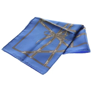 HERMES Carre 40 Bolduc Scarf Blue Silk - Picture 1 of 6