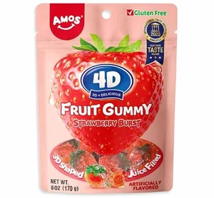 4D AMOS Strawberry Burst Fruit Gummy, 6 oz. - Picture 1 of 1