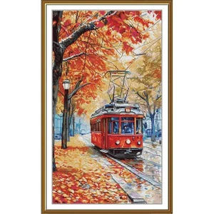 Kit de punto de cruz contado tranvía de otoño hágalo usted mismo Nova Sloboda - Imagen 1 de 3