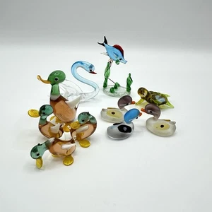Konvolut Glas Figuren Wassertiere Schildkröte Vögel Enten Glaskunst Miniatur - Bild 1 von 9