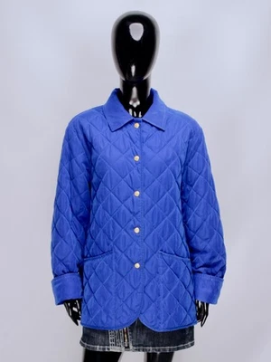 Womens ETRO Milano Vintage 100% Silk Blue Quilted Snap Jacket Italy Size M - Image 1 of 4