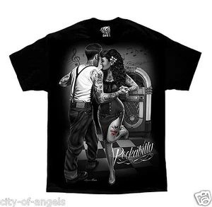 Rockabilly Greaser Punk Tattoo David Gonzales DGA Chicano Art Men's T Shirt - Picture 1 of 3