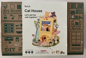 Rolife CAT HOUSE DIY 3D Miniature 1/24 Scale Craft Kit DG149 99% Complete - Picture 1 of 7