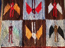 Peruvian Small Hand Woven Wool Tapestry Wall Rugs Set of 4 Different 