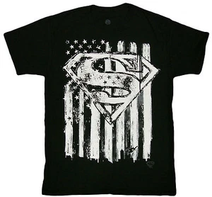 Superman Superman Emblem & Flag Adult T-Shirt - Official DC Comics Superheroes T - Picture 1 of 1