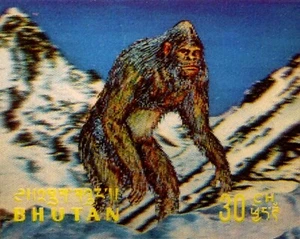 BHUTAN, ENDANGERED FAUNA, YETI, Lenticular 3D Stamp, MNH, Year 1970 - Picture 1 of 3