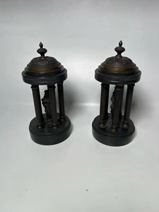 Antike viktorianische Figuren aus schwarzem Schiefer & Bronze - Bild 1 von 11