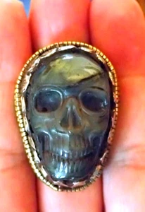 Skull head  Gemstone Labradorite Ring. Med size - Picture 1 of 5