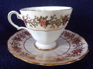 Piattino tazza da tè inglese rosa pallido con fiori Grosvenor vintage - Foto 1 di 3