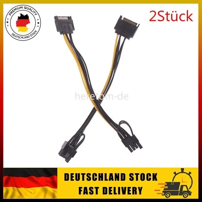 X2 SATA 15pin Stecker auf 8pin 6+2 PCI-Express PCIe Video Grafikkarte Stromkabel - Bild 1 von 4
