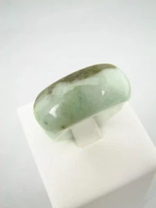 Genuine Natural Variegated Green Jade Saddle Ring Band Size 9.5 #G354 - Picture 1 of 5