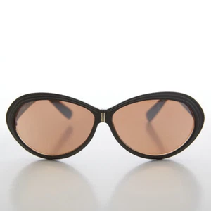 Black Oval Clout Mod Sunglass with Copper Lens - Deborah - Picture 1 of 3