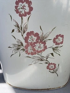 DETECTO Style Tole Floral Metal Laundry Hamper Mid Century Modern MCM Cream - Picture 1 of 18