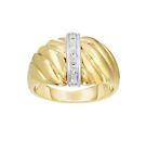 14k Real Gold Sculpted Diamond Dome Ring, 0.07CTW SI Size 6 Gold Diamond Ring