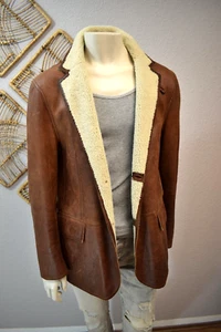 ⭐ HUGO BOSS ⭐kultige Echtleder Jacke Merino Lamm Fell 52 L Cognac braun Cahit⭐ - Bild 1 von 19