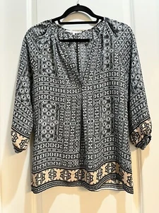 VIOLET & CLAIRE Small Multicolor Floral V-Neck 3/4 Sleeve Bohemian Blouse - Picture 1 of 7