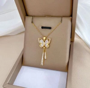 Halskette Schmetterling Edelstahl Zirkonia Elegant Damen Schmuck Mode - Bild 1 von 3