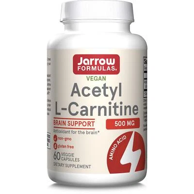Jarrow Formulas Acetyl L-Carnitine 500mg 60 Veggie Capsules Brain Health, Energy