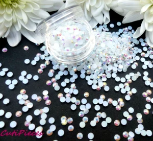 3mm Nail Art White AB Rhinestones Pot Flat-Back Holographic approx 300pcs Craft - Picture 1 of 2