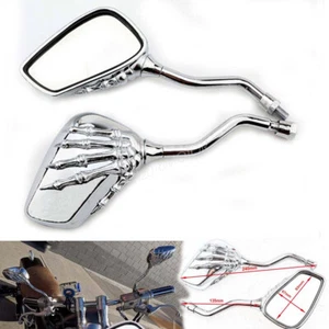 Chrome Rearview Skull Mirror For Yamaha V-Star 250 650 1100 1300 950 Classic - Picture 1 of 6