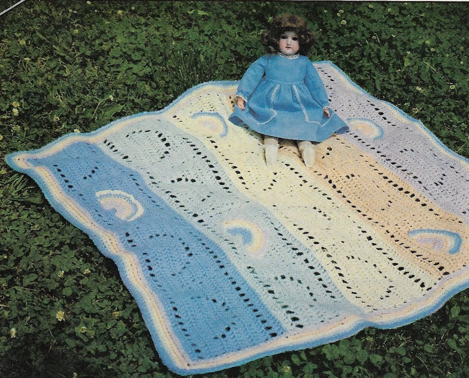 vintage, Rainbow Baby Blanket crochet pattern instructions - Image 1 of 1